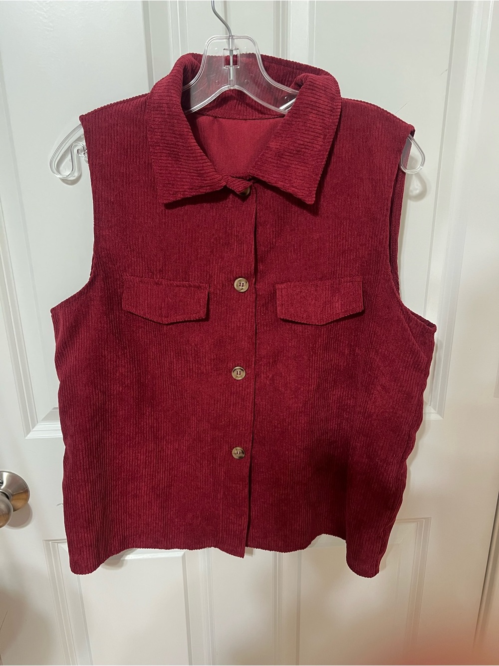 Vintage Red Corduroy Button-Up Vest